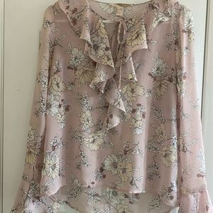 Forever 21 Contemporary Floral sheer ruffled top